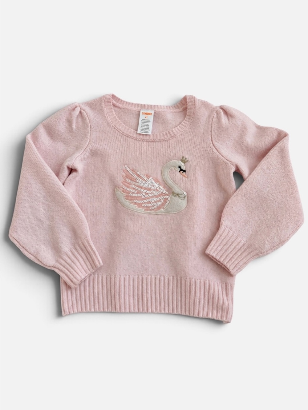 Gymboree Girls 4T Pink Swan Sequin Knit Sweater